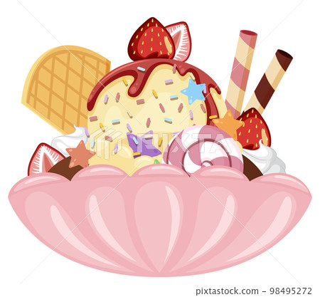 Ice cream sundae with fruit toppings Ice cream sundae with fruit toppings 98495272