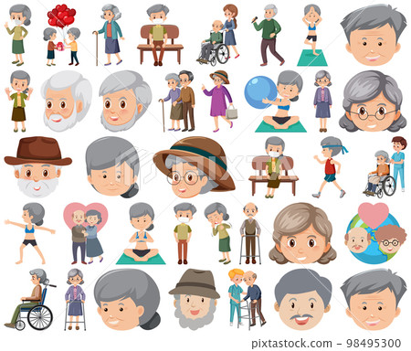 Collection of elderly people icons Collection of elderly people icons 98495300