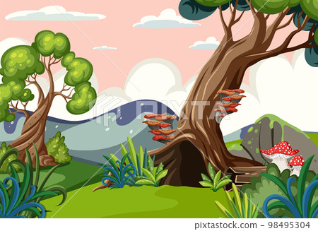 A mystery woods fairy tale scene 98495304