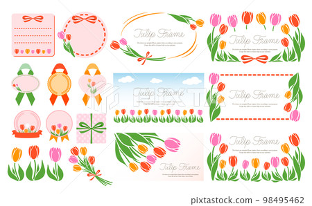 Simple cute spring flower tulip frame and - Stock
