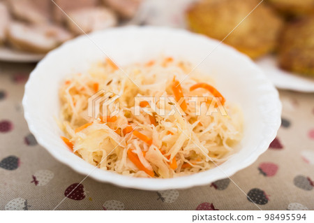 appetizing crispy sauerkraut in bowl plate appetizing crispy sauerkraut in bowl plate 98495594