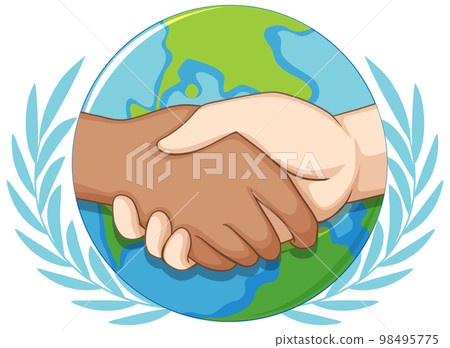 Holding hands on earth background Holding hands on earth background 98495775