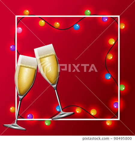 Champagne on decorative lighting red background Champagne on decorative lighting red background 98495800