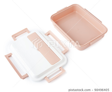 Close up of food containers isolated on white background. 98496405