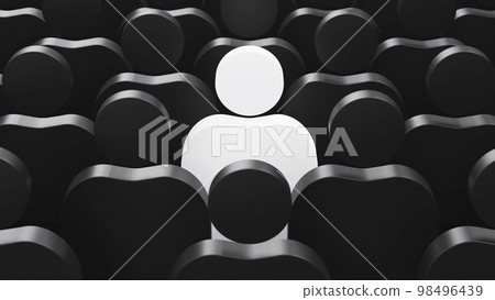 One painted individual among group of people figures. Different, outstanding, unique individuality concept 3d rendering illustration 98496439