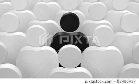 One painted individual among group of people figures. Different, outstanding, unique individuality concept 3d rendering illustration 98496457