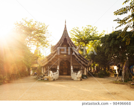 Chiang Mai, Thailand -JAN 10, 2023 : Old Temple in Chiang Mai, Thailand. Old Lanna temple - Wat Pan Sao one of the important temple in Chiang Mai old town. Builted in 14th century 98496668