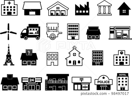 Illustration icon set of buildings and buildings 98497017