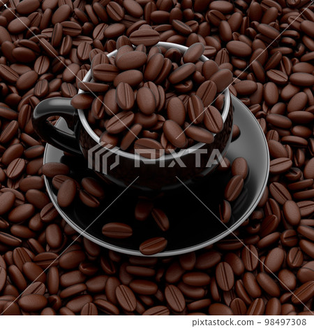 Ceramic coffee cup with coffee beans for americano, espresso, mocha, latte Ceramic coffee cup with coffee beans for americano, espresso, mocha, latte 98497308