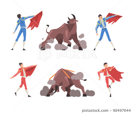 Bullfighting with Toreador Fighting with Furious Bull Vector Set Bullfighting with Toreador Fighting with Furious Bull Vector Set 98497644