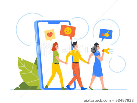 Characters Referral Program Strategy, Network Marketing, Affiliate Partnership Concept. Businesswoman Referring Friends Characters Referral Program Strategy, Network Marketing, Affiliate Partnership Concept. Businesswoman Referring Friends 98497928