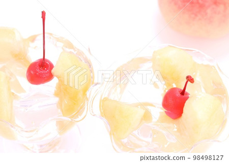Peach jelly peach dessert bright background 98498127