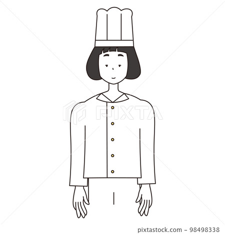 一位在餐廳工作的亞洲女糕點師的插圖素材 98498338