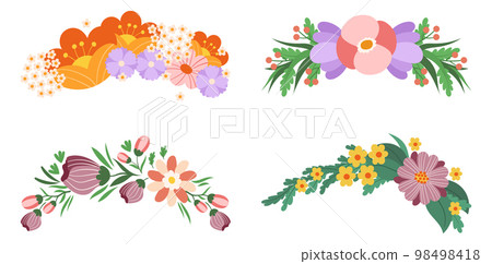 Set Of Floral Design Elements,Wreaths, Flower Laurel, Branches, Green Leaves Or Twigs For Wedding Invitation 98498418