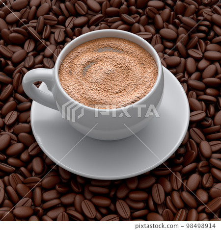 Ceramic coffee cup with coffee beans for americano, espresso, mocha, latte Ceramic coffee cup with coffee beans for americano, espresso, mocha, latte 98498914