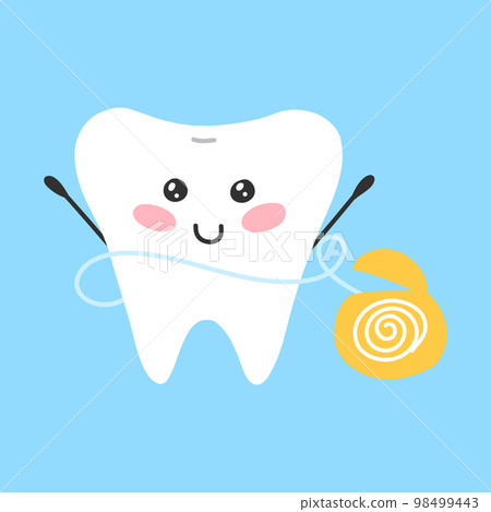 Cute tooth with dental floss kawaii style.... - Stock Illustration ...