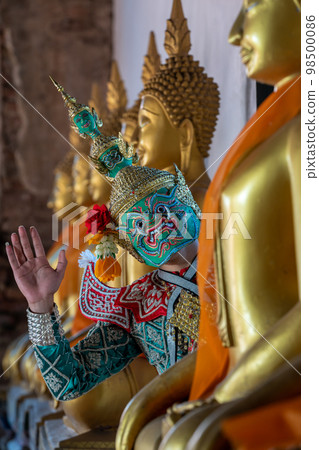 Khon thai pose show hand in temple 98500086