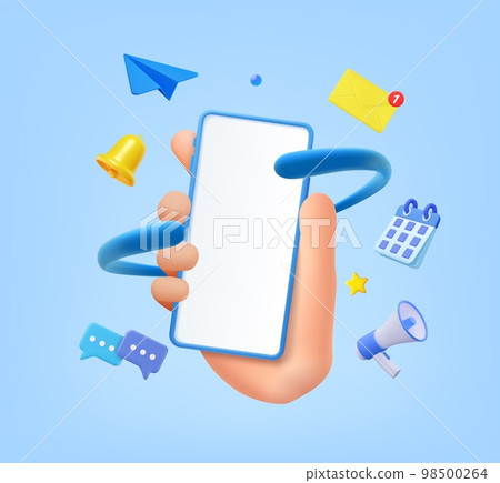 Hand holding Phone with business management app. Hand holding Phone with business management app. 98500264