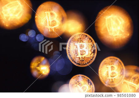 Blockchain technology's digital virtual currency bitcoin and stock investment and finance electronic currency transaction encryption coin 98501080