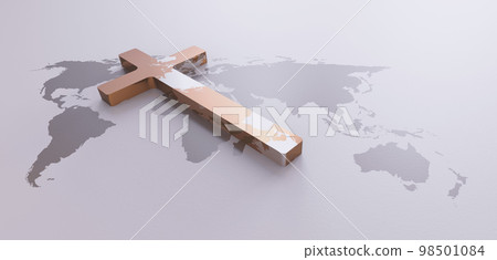 The holy cross of Jesus Christ, world map, global missions and evangelism 98501084