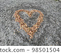 A heart made of fallen leaves from Kinomiya Shrine 98501504