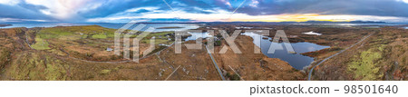 Aerial view of Pound Lough by Portnoo in County Donegal, Ireland. 98501640