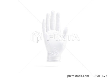 Blank white rubber gloves palm mockup, front view 98501674