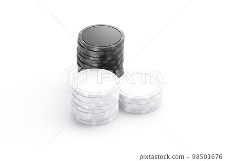 Blank black and white plastic round chip mockup stack, isolated Blank black and white plastic round chip mockup stack, isolated 98501676