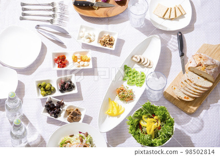 Salad A bird's-eye view of the food at the home party Salad A bird's-eye view of the food at the home party 98502814