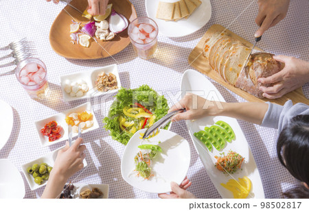 Salad A bird's-eye view of the food at the home party Salad A bird's-eye view of the food at the home party 98502817