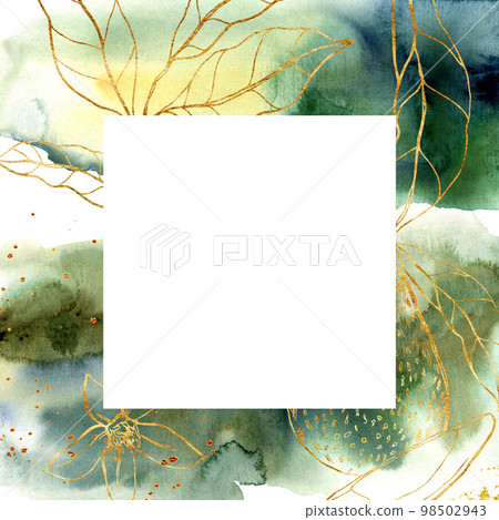 Watercolor abstract card with linear avocado. Hand painted card with golden fruits isolated on white background. Floral illustration for design, print, fabric or background. Watercolor abstract card with linear avocado. Hand painted card with golden fruits isolated on white background. Floral illustration for design, print, fabric or background. 98502943