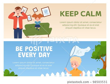 Noisy and messy kids banner templates set - cartoon flat vector illustration. 98503531