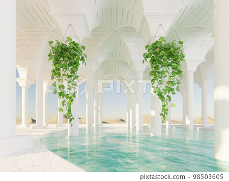Abstract mediterranean ancient background with swimming pool 98503605