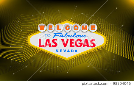 Classic retro Welcome to Las Vegas sign on colorful background. Simple modern vector style illustration. Classic retro Welcome to Las Vegas sign on colorful background. Simple modern vector style illustration. 98504046