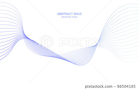 Abstract colorful wave element for design. Digital frequency track equalizer. Stylized line art background.Vector illustration.Wave with lines created using blend tool.Curved wavy line, smooth stripe 98504185