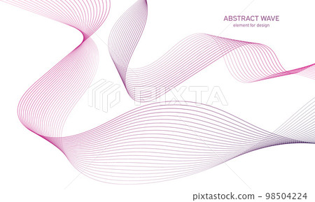 Abstract colorful wave element for design. Digital frequency track equalizer. Stylized line art background.Vector illustration.Wave with lines created using blend tool.Curved wavy line, smooth stripe 98504224