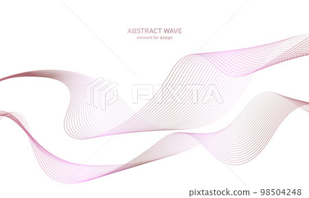 Abstract colorful wave element for design. Digital frequency track equalizer. Stylized line art background.Vector illustration.Wave with lines created using blend tool.Curved wavy line, smooth stripe 98504248