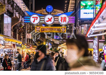 東京市容日本電暈不幸，但沒有行動限制。 Ameyoko在電暈災難前熙熙攘攘......戶外沒有感染風險 98504380