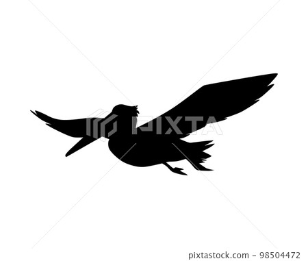 Pelican silhouette, black icon flat vector illustration isolated on white background. 98504472