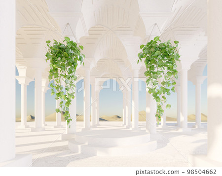 Abstract mediterranean ancient background with mountain view 98504662