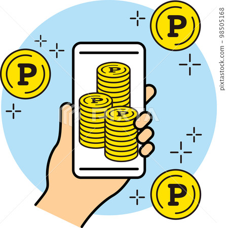 Point activity / point management / money / savings / savings (icon / vector) with smartphone 98505168