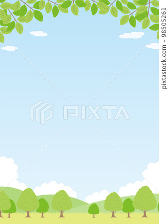 Illustration of a fresh green landscape_vertical_1 98505261