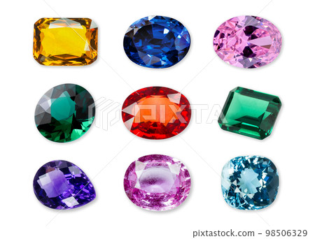Natural gemstone isolated on a white background Natural gemstone isolated on a white background 98506329