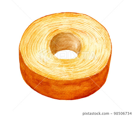 hand drawn watercolor baumkuchen illustration hand drawn watercolor baumkuchen illustration 98506734