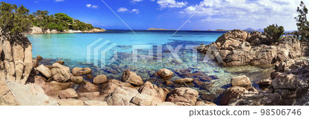 Italy summer holidyas . Sardegna island - stunning Emerald coast (Costa Smeralda) with  beautiful beaches 98506746