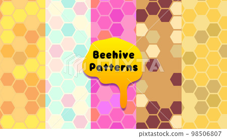 Honeycomb pattern illustration material honeycomb structure pattern set different colors Honeycomb pattern illustration material honeycomb structure pattern set different colors 98506807