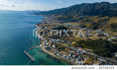 January 2023 Aerial view of the area where the World Peace Grand Kannon statue was dismantled on Awaji Island 98506814