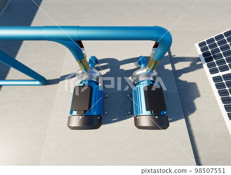 3d rendering of water pump station. 98507551