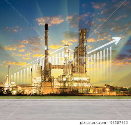 Oil gas refinery or petrochemical plant with concept of business, industry. 98507553