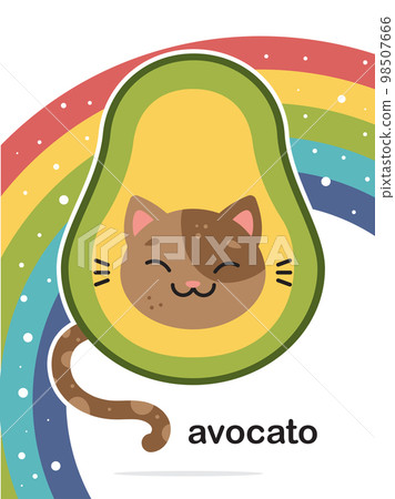 Cartoon avocado cat. Vector illustration 98507666